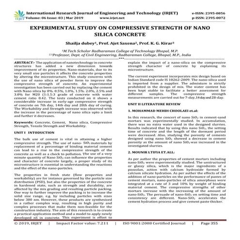 Experimental Study on Partial Replacement of Cement with Nano Silica in ...