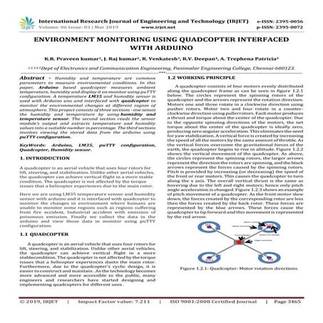 IRJET-  	  Environment Monitoring using Quadcopter Interfaced with Arduino