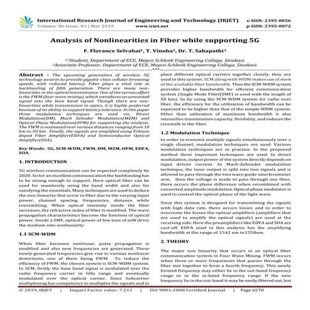 IRJET- Analysis of Nonlinearities in Fiber While Supporting 5G