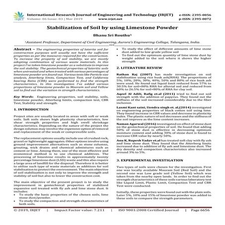 IRJET- Stabilization of Clay Soil using Secondary Lime and Rubber Tyre ...