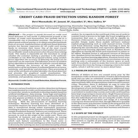 IRJET-  	  Credit Card Fraud Detection using Random Forest