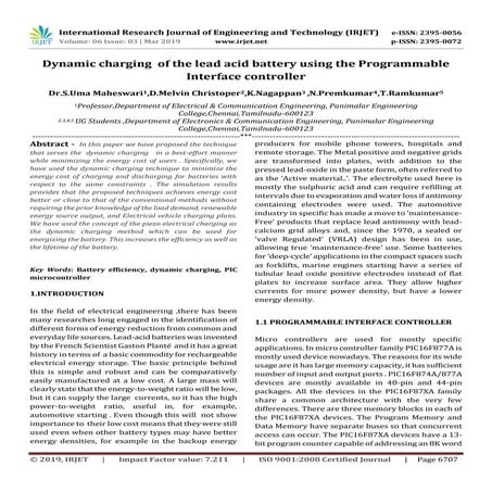 IRJET- Dynamic Chargingof the Lead Acid Battery using the Programmable Interf...