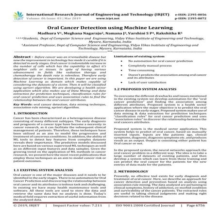 IRJET- Oral Cancer Detection using Machine Learning