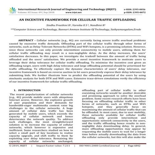 IRJET-  	  An Incentive Framework for Cellular Traffic Offloading