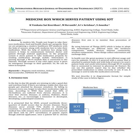 IRJET- Medicine Box which Serves Patient using IoT