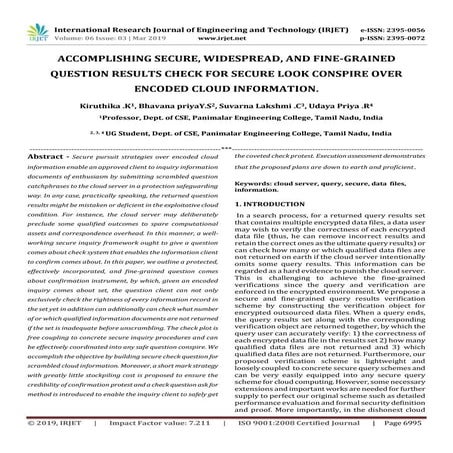 IRJET- Accomplishing Secure, Widespread, and Fine-Grained Question Results Ch...