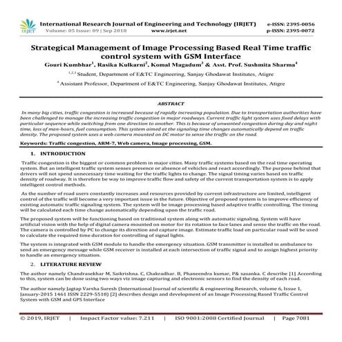 IRJET- Strategical Management of Image Processing based Real Time Traffic Con...