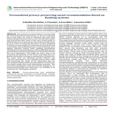IRJET- Personalised Privacy-Preserving Social Recommendation based on ...