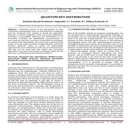 IRJET-  	  Quantum Key Distribution