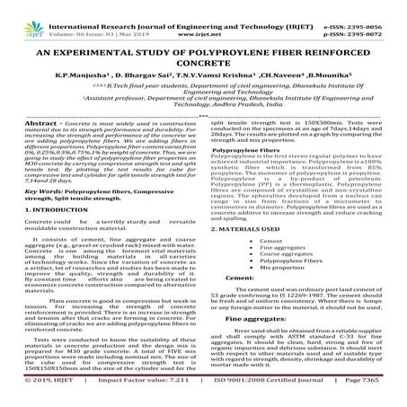 IRJET-Experimental Study on Strength of Fiber Reinforced Concrete for ...