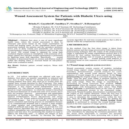 IRJET- Wound Assessment System for Patients with Diabetic Ulcers using Smartp...