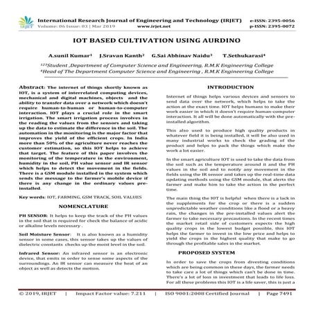 IRJET-  	  IoT based Cultivation using Aurdino
