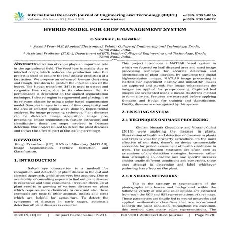 IRJET-  	  Hybrid Model for Crop Management System