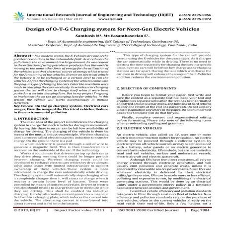 IRJET- Design of O-T-G Charging System for Next-Gen Electric Vehicles