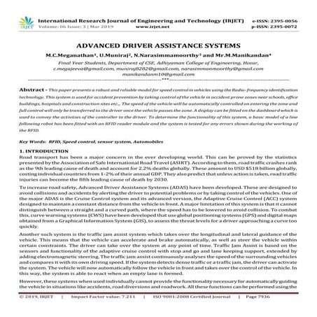 IRJET- Advanced Driver Assistance Systems