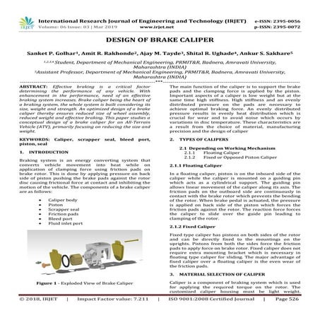 IRJET- Design of Brake Caliper | PDF