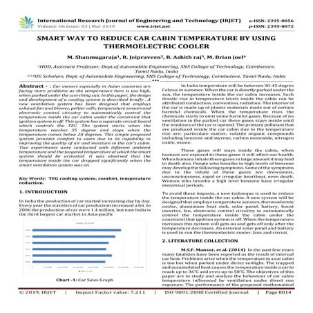 IRJET-  	  Smart Way to Reduce Car Cabin Temperature by using Thermoelectric ...