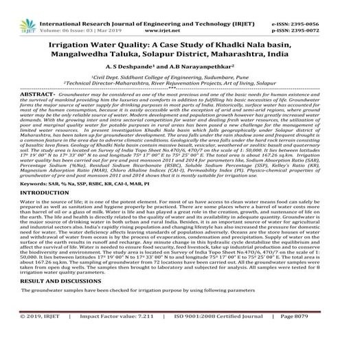 irrigation water quality analysis parameters | PPTX
