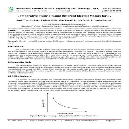 IRJET- Comparative Study of using Different Electric Motors for EV