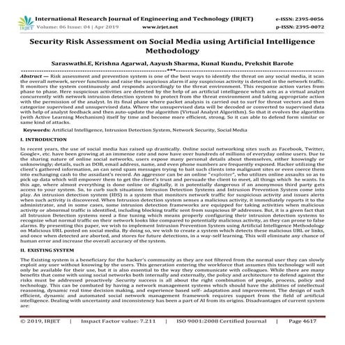 IRJET-  	  Security Risk Assessment on Social Media using Artificial Intellig...