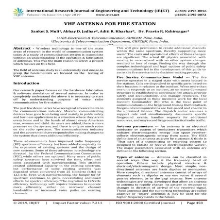 IRJET- VHF Antenna for Fire Station