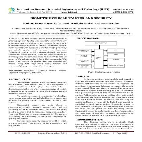 IRJET-  	  Biometric Vehicle Starter and Security