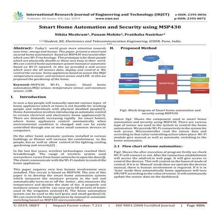 IRJET- Smart Home Automation and Security using Msp430