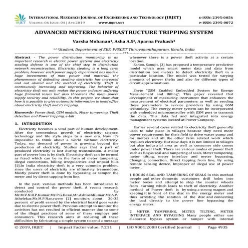 IRJET-  	  Advanced Metering Infrastructure Tripping System