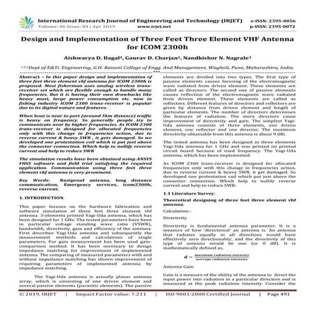 IRJET- Design and Implementation of Three Feet Three Element VHF Antenna for ...