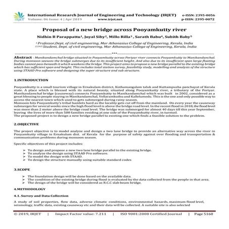 IRJET- Proposal of a New Bridge Across Pooyamkutty River