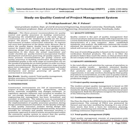IRJET- Review on Study of Factors Affecting Quality of Construction ...