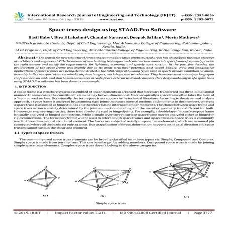 IRJET- Space Truss Design using STAAD.Pro Software