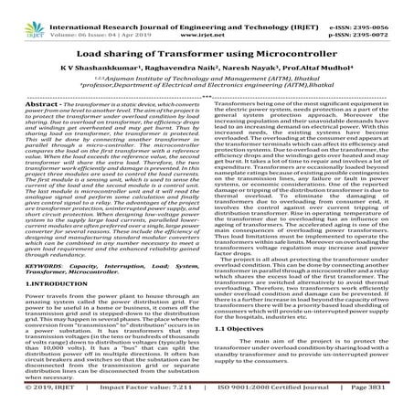 IRJET- Load Sharing of Transformer using Microcontroller