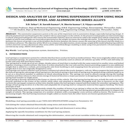 IRJET- Design and Analysis of Leaf Spring Suspension System using High Carbon...