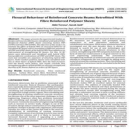IRJET- Flexural Behaviour of Reinforced Concrete Beams Retrofitted with Fibre...