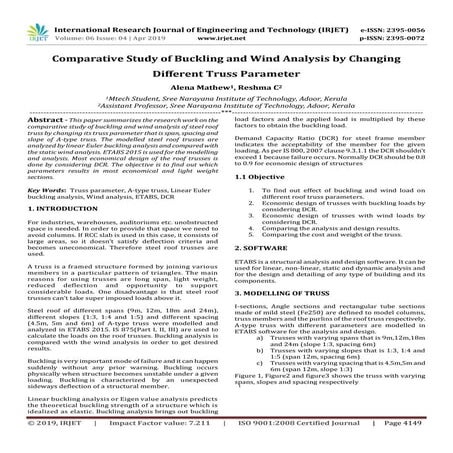 IRJET-  	  Comparative Study of Buckling and Wind Analysis by Changing Differ...
