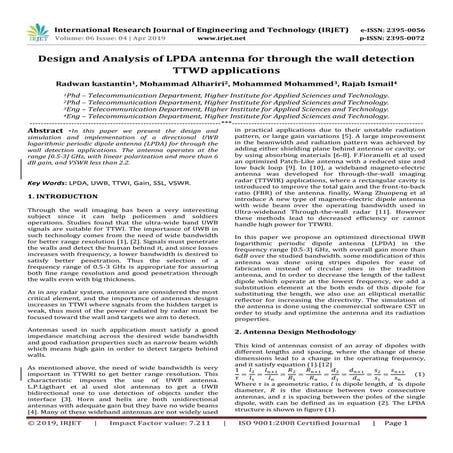 IRJET- 	  Design and Analysis of LPDA Antenna for through the Wall Detection ...