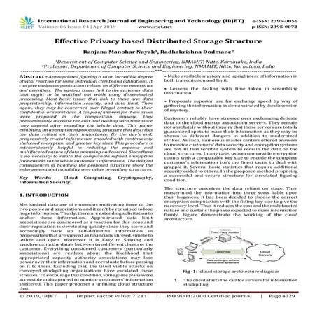 IRJET- Effective Privacy based Distributed Storage Structure