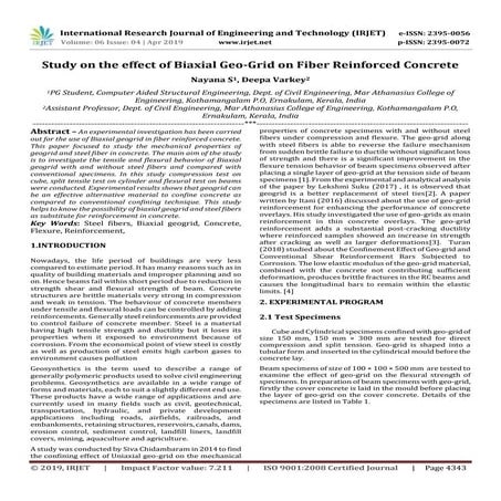 IRJET- Study on the Effect of Biaxial Geo-Grid on Fiber Reinforced Concrete