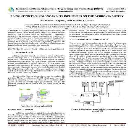 IRJET-  	  3D Printing Technology and its Influences on the Fashion Industry