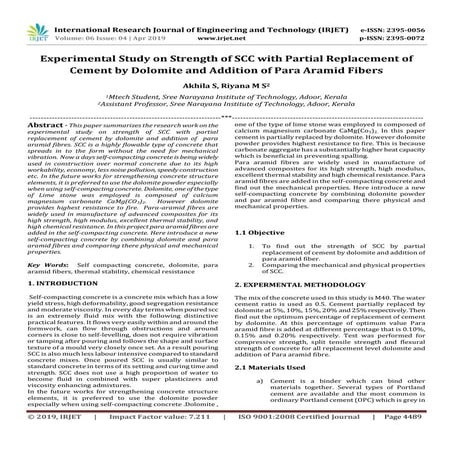 IRJET- Experimental Study on Strength of SCC with Partial Replacement of Ceme...