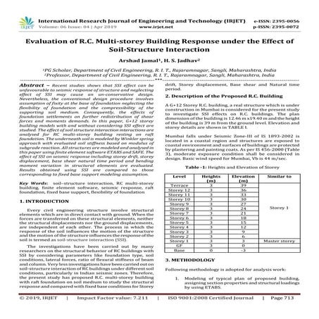 IRJET- Evaluation of R.C. Multi-Storey Building Response under the Effect of ...