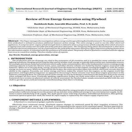 IRJET- Review of Free Energy Generation using Flywheel