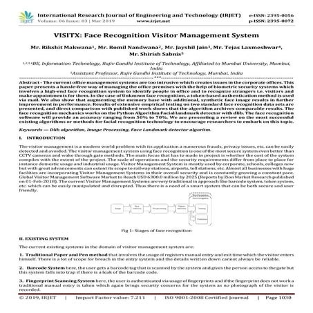 IRJET-  	  VISITX: Face Recognition Visitor Management System
