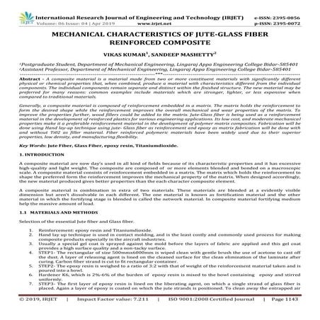 IRJET- Mechanical Characteristics of Jute-Glass Fiber Reinforced Composite