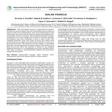 IRJET- Solar Vehicle