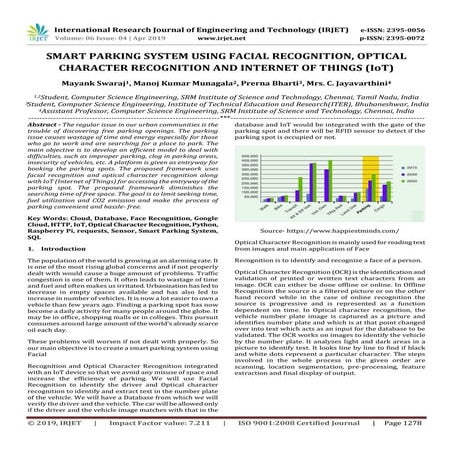 IRJET- Smart Parking System using Facial Recognition, Optical Character Recog...