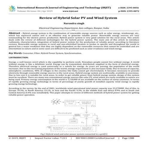 IRJET- Review of Hybrid Solar PV and Wind System