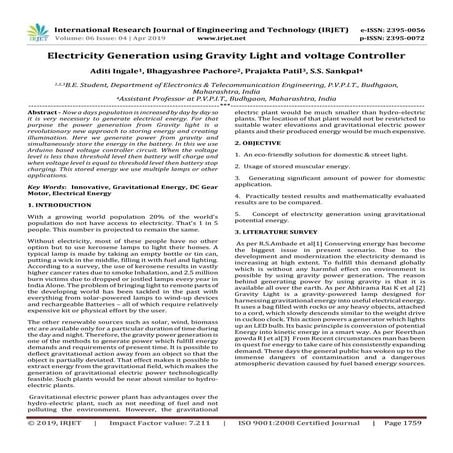 IRJET-  	  Electricity Generation using Gravity Light and Voltage Controller