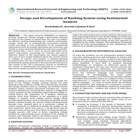 IRJET- Design and Development of Ranking System using Sentimental ...